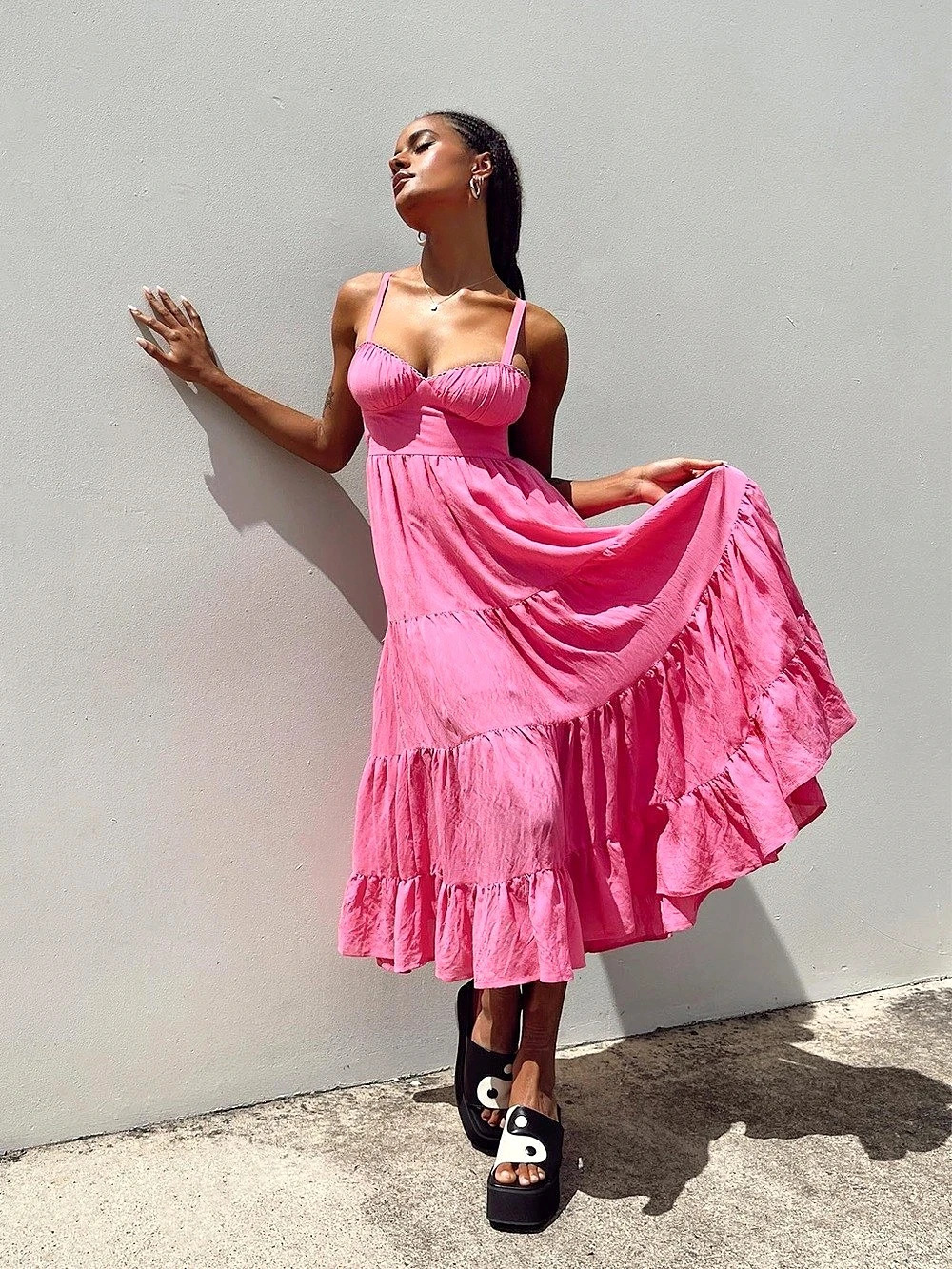Princess Polly Joella Midi Dress Pink Size Medium NWT